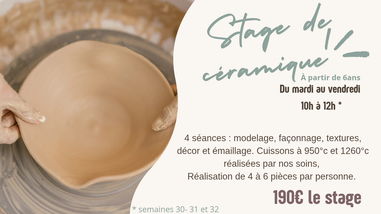 atelier stage ceramique granville été 2025